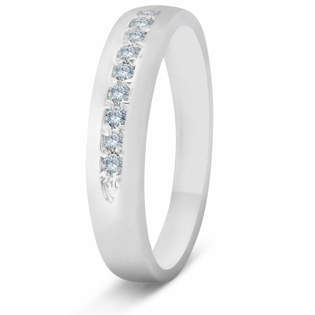 Promo 🔥 Pompeii3 Mens 1/4ct Diamond Wedding Ring 10k White Gold Anniversary Band 👍 - Image 4