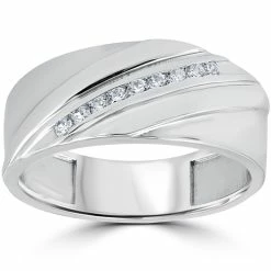 Discount โค๏ธ Pompeii3 1/6CT Mens Diamond Ring 10K White Gold ๐งจ