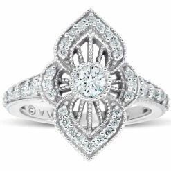 Best reviews of ๐ Pompeii3 3/4Ct Diamond Marquise Framed Vintage Designer Cocktail Ring 10k White Gold for ๐ฉ women ๐คฉ