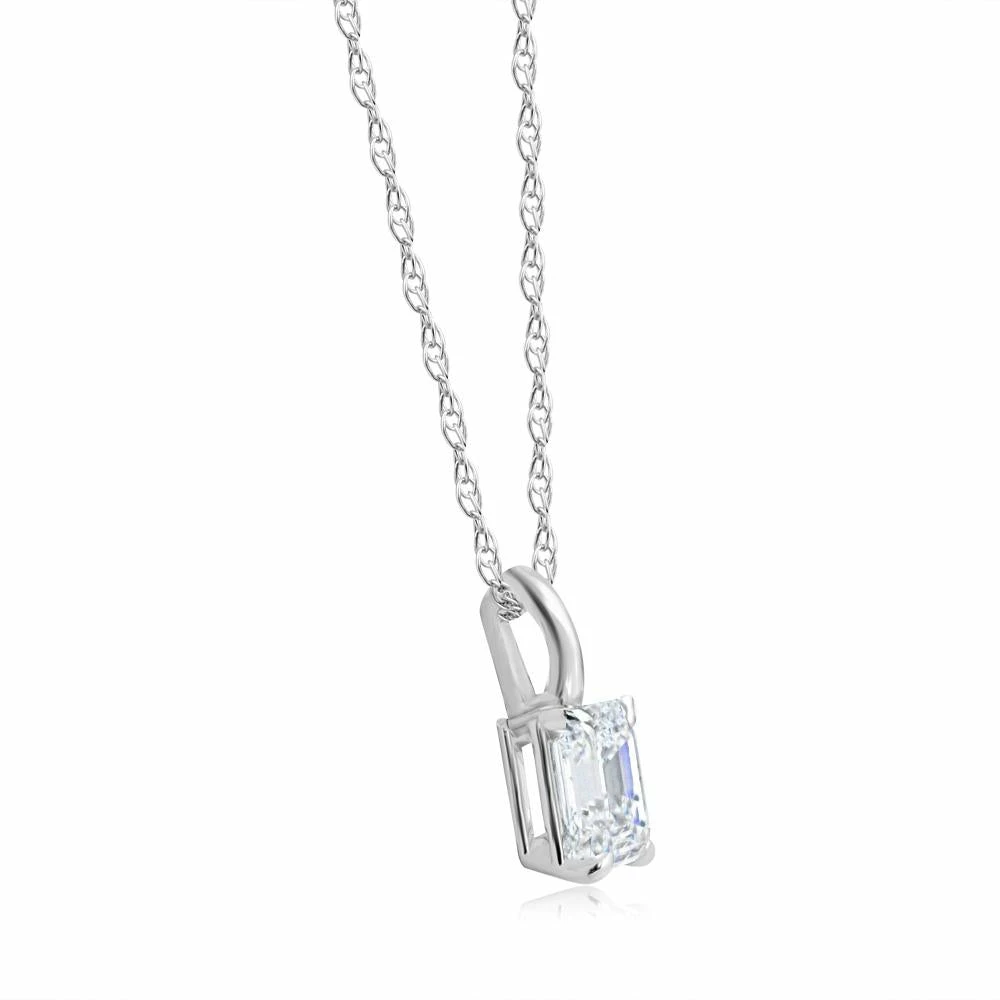 Discount ๐ Pompeii3 3/4Ct Solitaire Emerald Cut Diamond Pendant 14k White Gold Lab Grown Necklace for ๐ฉ women โค๏ธ - Image 2