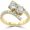 Promo 🛒 Pompeii3 1 cttw Diamond 2 Stone Forever Us Engagement Anniversary Ring 14k Yellow Gold for 👩 women 🛒