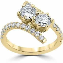 Promo ๐ Pompeii3 1 cttw Diamond 2 Stone Forever Us Engagement Anniversary Ring 14k Yellow Gold for ๐ฉ women ๐
