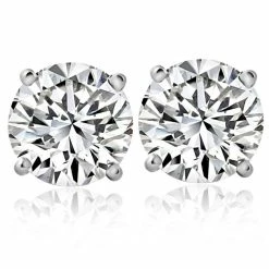 Wholesale ⭐ Pompeii3 14k White Gold 2.20Ct T.W. Round Cut Natural Diamond Studs for 👩 women 🥰