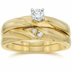 Wholesale 😍 Pompeii3 1/4CT Diamond Engagement Wedding Ring Set 10K Yellow Gold for 👩 women 😍