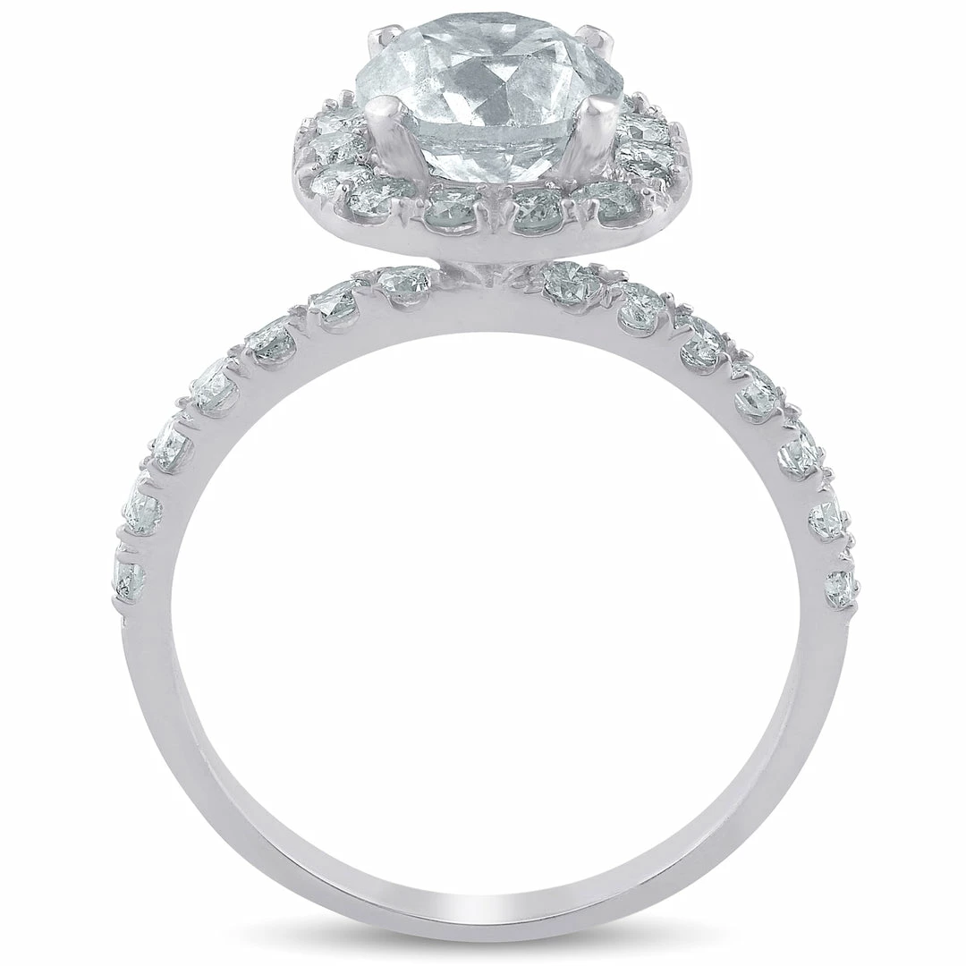 Best deal 😀 Pompeii3 2ct Round Diamond Cushion Halo Engagement Ring 14k White Gold for 👩 women 🎁 - Image 2