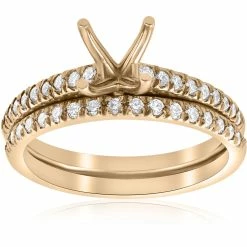 Top 10 😍 Pompeii3 3/8ct Diamond Engagement Ring Setting & Wedding Band 14k Yellow Gold for 👩 women 😍