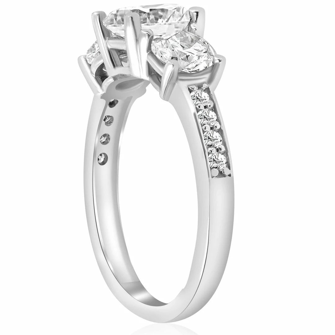 Best deal 🌟 Pompeii3 2 Ct TWD Three Stone Diamond Engagement Ring 14k White Gold Anniversary Band for 👩 women 🛒 - Image 3