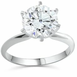 Flash Sale ⭐ Pompeii3 4.08Ct Certified Round Diamond Platinum Engagement Ring 6-Prong Lab Grown for 👩 women 🌟