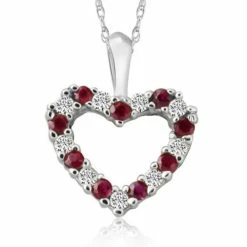 Top 10 😉 Pompeii3 1/2Ct Ruby & Diamond Heart Pendant in White, Yellow, or Rose Gold for 👩 women 🥰