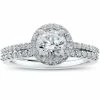 Best Pirce 🔥 Pompeii3 1 ct Halo Vintage Round Diamond Eco Friendly Lab Created Engagement Ring Set for 👩 women ✨