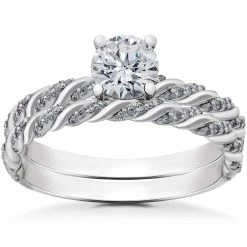 Wholesale 😍 Pompeii3 1/3 ct Diamond Mia Engagement Ring Setting & Matching Wedding Band for 👩 women 🎁