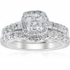 Wholesale 😉 Pompeii3 1 1/4ct Cushion Halo Diamond Engagement Matching Wedding Ring Set 14K White Gold for 👩 women 🧨
