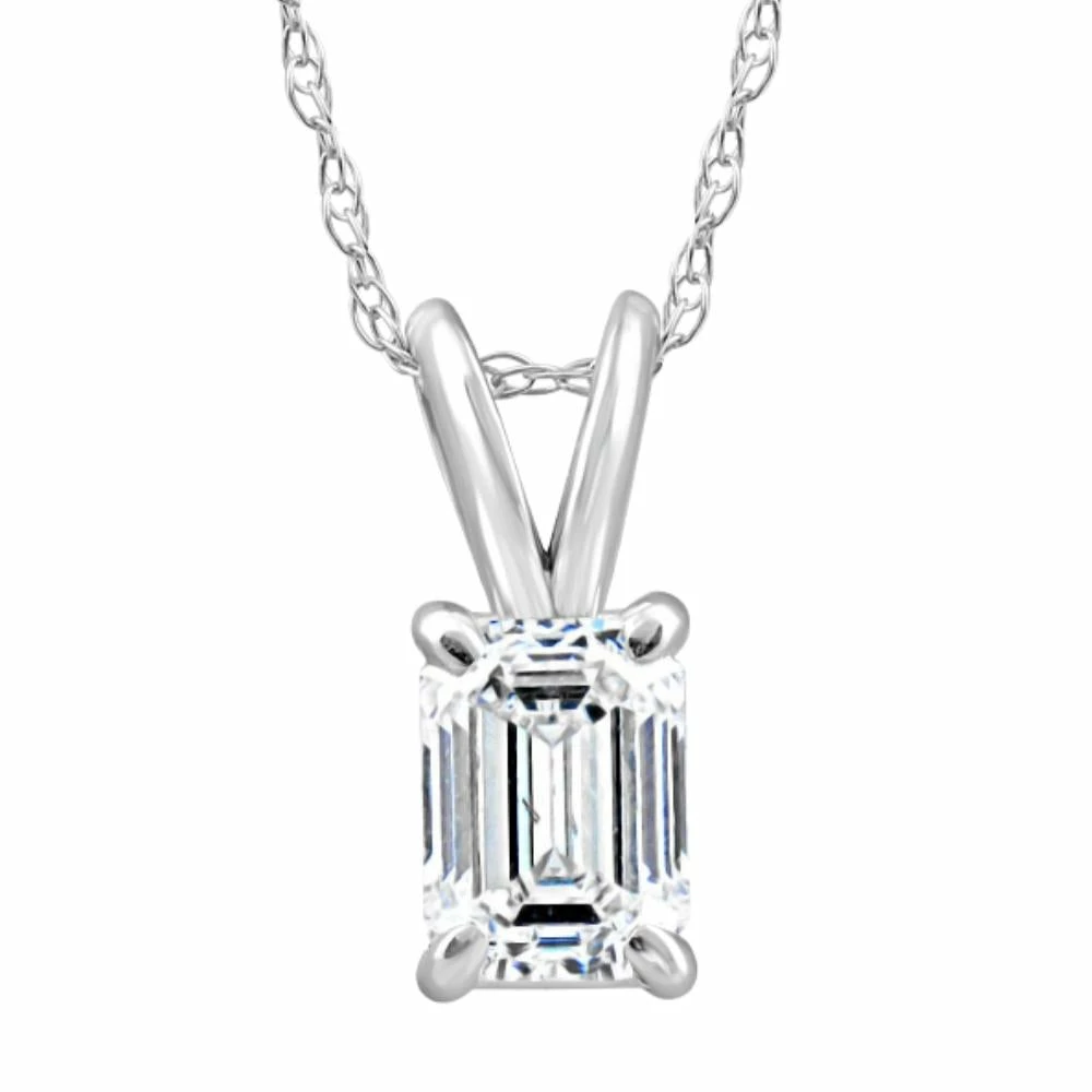 Discount ๐ Pompeii3 3/4Ct Solitaire Emerald Cut Diamond Pendant 14k White Gold Lab Grown Necklace for ๐ฉ women โค๏ธ