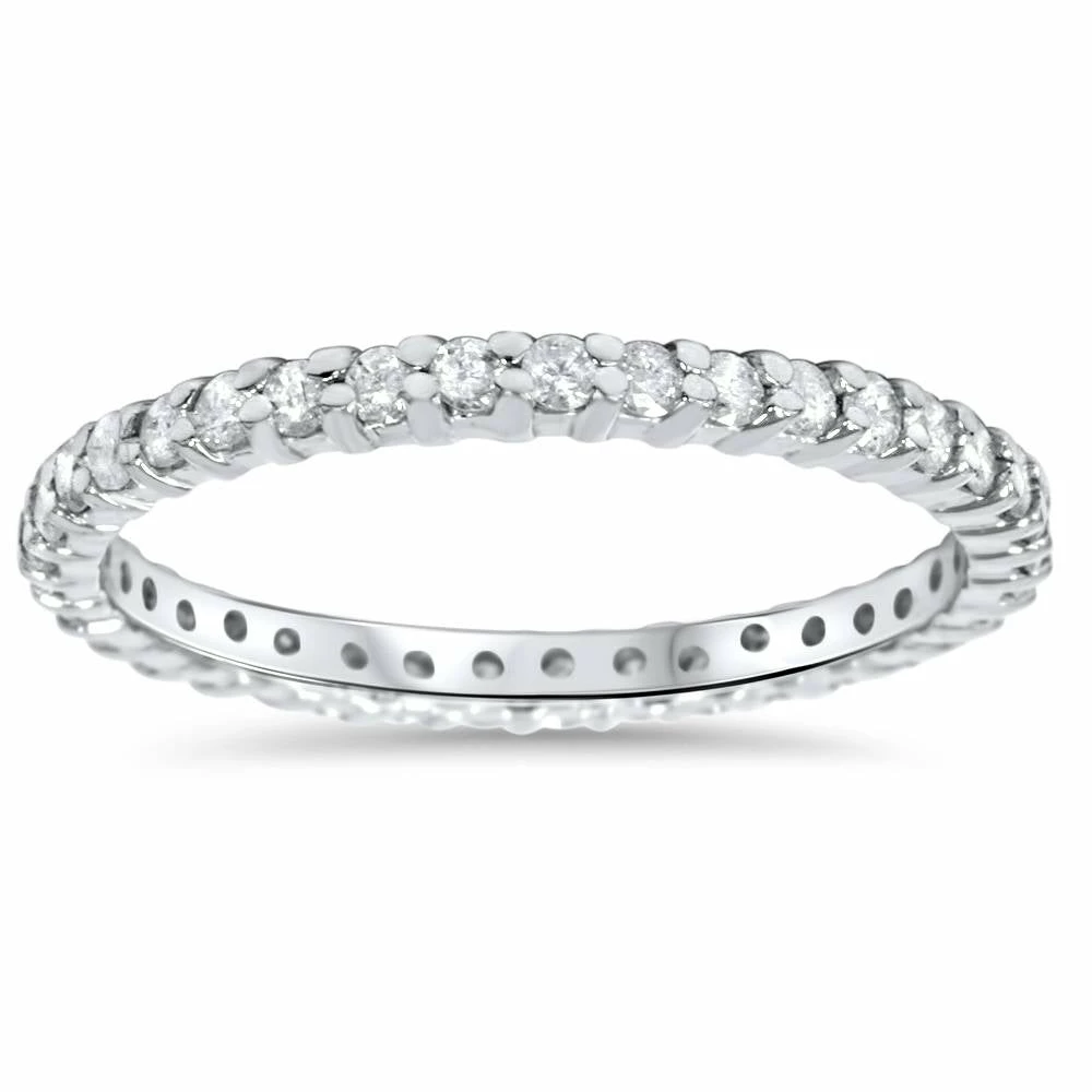 Best Pirce ⭐ Pompeii3 1/2CT Diamond Eternity Ring 10k White Gold for 👩 women 😀