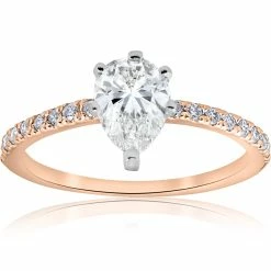 Top 10 ๐ Pompeii3 1 1/10 ct Pear Shape Diamond Engagement Ring 14k Rose Gold for ๐ฉ women โ๏ธ