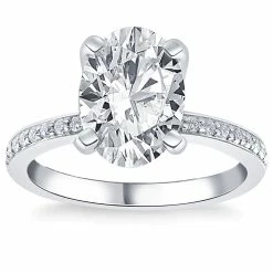 Top 10 😀 Pompeii3 3.48Ct Certified 14k White Gold Oval Accent Lab Grown Diamond Engagement Ring for 👩 women ✨