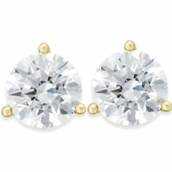 Top 10 😉 Pompeii3 Certified 3.10Ct Natural Round Cut Diamond 3-Prong Studs 14k Yellow Gold for 👩 women 😍