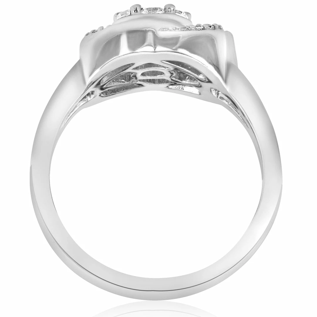 Best Pirce ๐ Pompeii3 1/2 ct Diamond Halo Crossover Engagement Ring 14k White Gold (K-L,I2-I3) for ๐ฉ women โจ - Image 3
