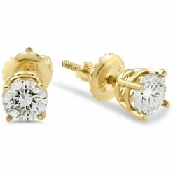 Discount 🔔 Pompeii3 Certified 5/8Ct TW Round-Cut Diamond Screw Back Studs 14K Yellow Gold for 👩 women ⭐
