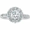Wholesale 🌟 Pompeii3 2 3/4 Ct Round Diamond Halo Engagement Ring 14k White Gold for 👩 women ❤️