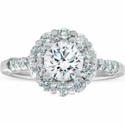 Wholesale 🌟 Pompeii3 2 3/4 Ct Round Diamond Halo Engagement Ring 14k White Gold for 👩 women ❤️