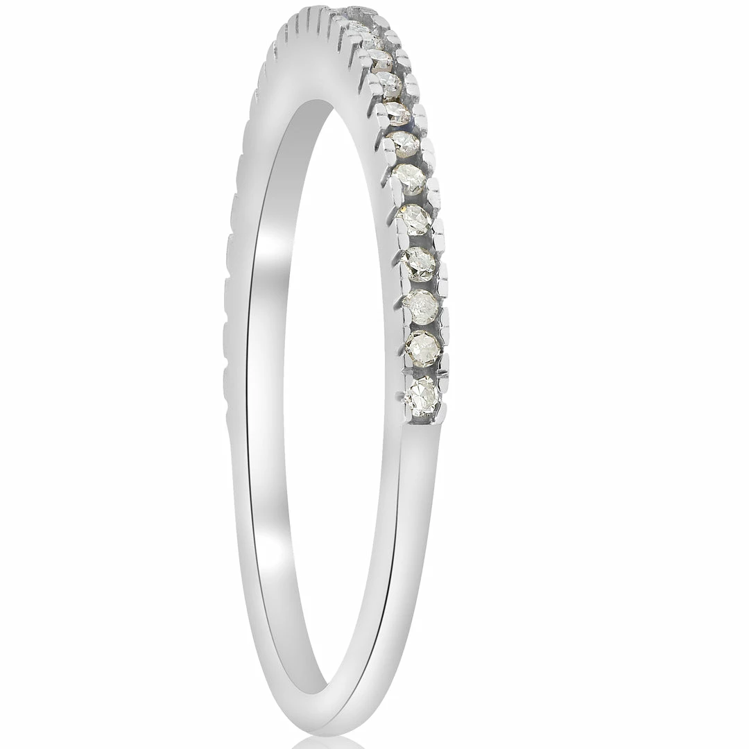 Wholesale ๐ Pompeii3 1/10ct Pave Diamond Wedding Ring 10k White Gold Stackable ๐ฉ Womens Thin Band ๐ - Image 3