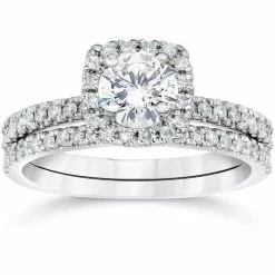 Top 10 ⌛ Pompeii3 5/8 Ct TDW Diamond Cushion Halo Engagement Wedding Ring Set White Gold for 👩 women 🛒