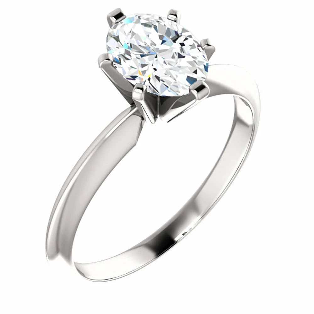 Wholesale ⌛ Pompeii3 1 Ct Oval Moissanite Solitaire Engagement Ring 14k White Gold for 👩 women ✨ - Image 3