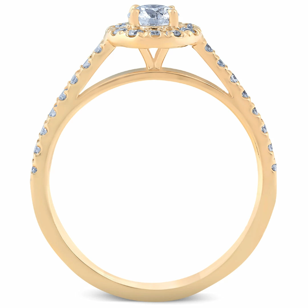 Top 10 ❤️ Pompeii3 1Ct Halo Lab Grown Diamond Engagement Matching Wedding Ring Set 14k Yellow Gold for 👩 women 🤩 - Image 2
