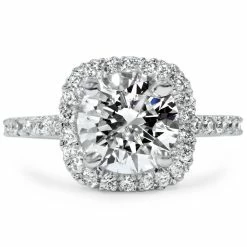 Promo 🌟 Pompeii3 1 3/4 CT Halo Diamond Engagement Ring Round Cut 14K White Gold for 👩 women 🛒