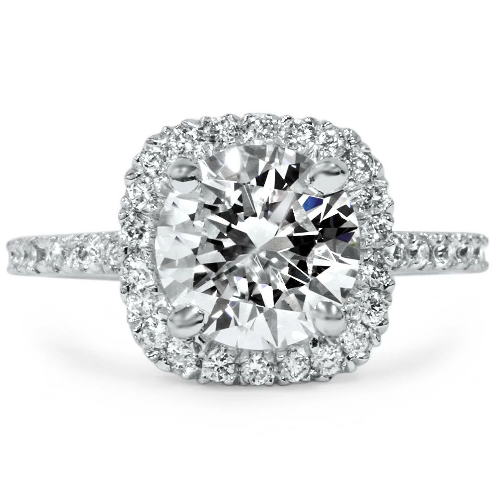 Top 10 ✔️ Pompeii3 1 3/4 CT Halo Diamond Engagement Ring Round Cut 14K White Gold for 👩 women 🔥