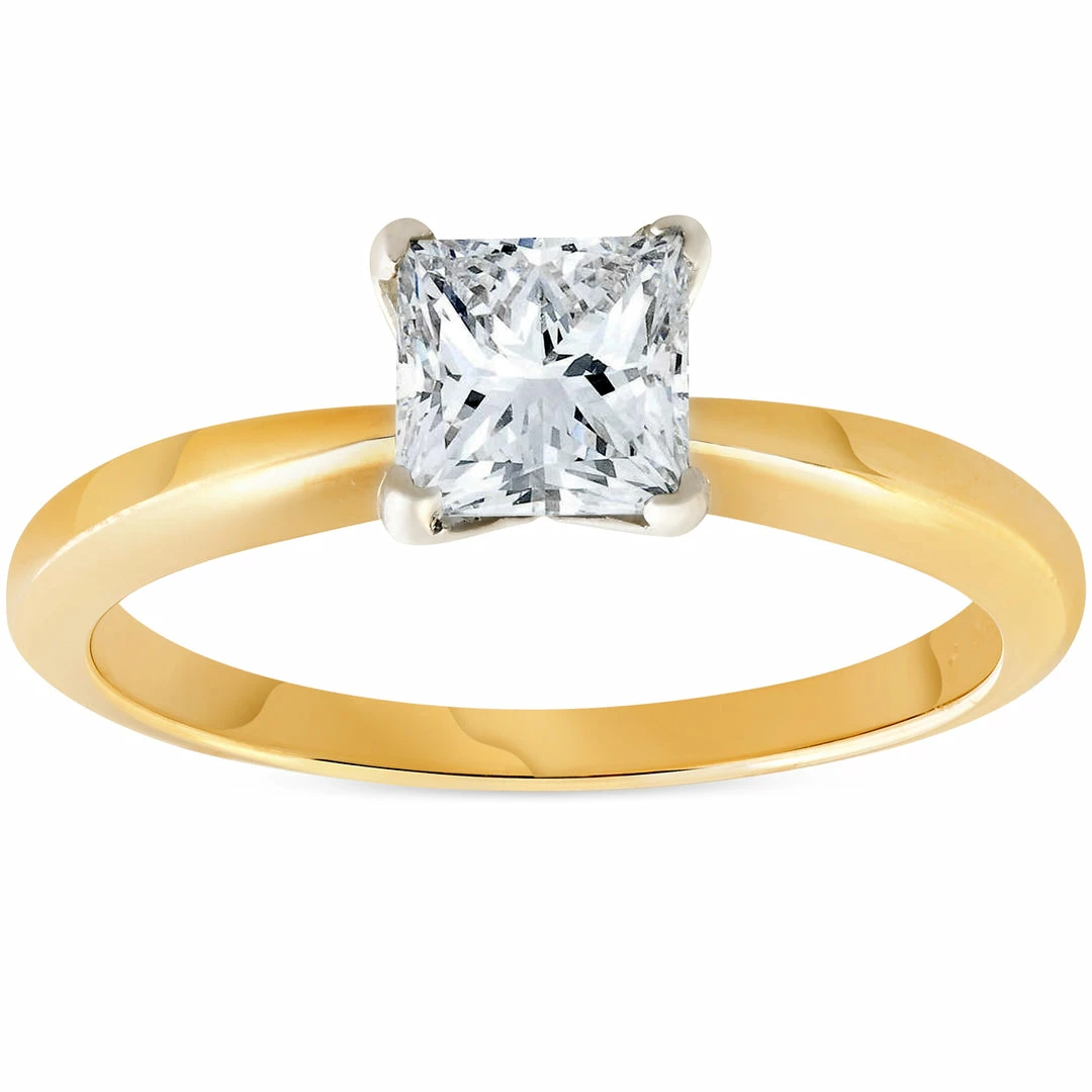 Wholesale ๐ Pompeii3 1ct Princess Cut Diamond Solitaire 14k Yellow Gold Engagement Ring for ๐ฉ women ๐งจ