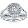Top 10 🔔 Pompeii3 1 1/10 Ct Lab Grown Diamond Cushion Halo Engagement Wedding Ring Set White Gold for 👩 women 👏