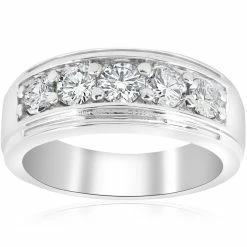 Cheapest 👍 Pompeii3 1 ct Mens Diamond Five Stone Wedding Ring 10k White Gold ✔️