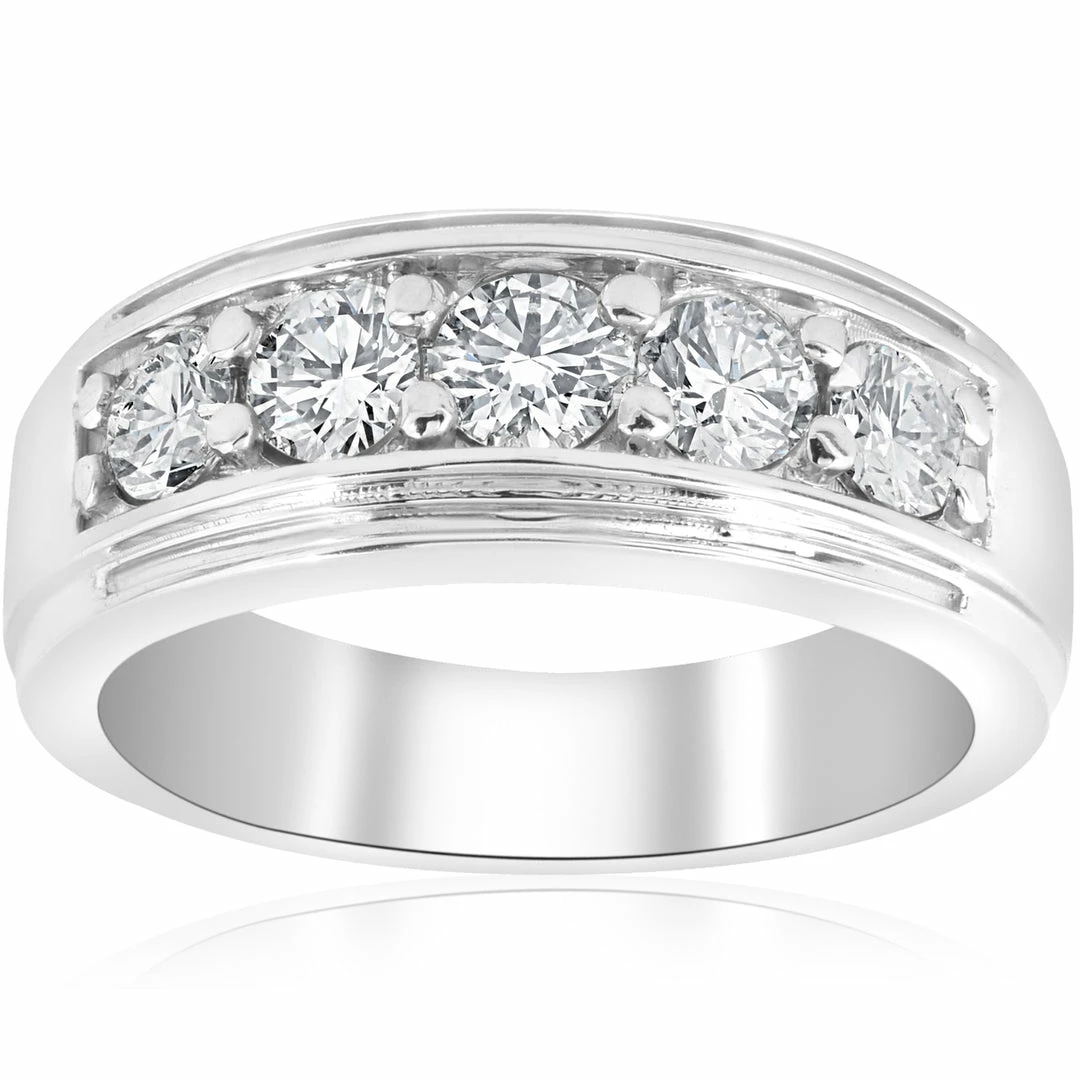 Cheapest 👍 Pompeii3 1 ct Mens Diamond Five Stone Wedding Ring 10k White Gold ✔️
