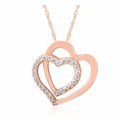 Budget 🎉 Pompeii3 👩 Womens 1/4ct Diamond Heart Shape Pendant 10K Rose Gold 3/4" Tall 🧨