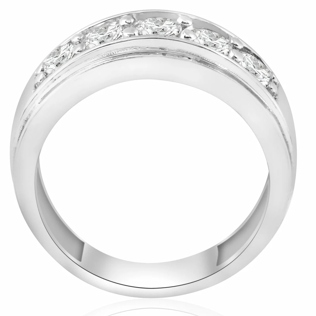 Cheapest 👍 Pompeii3 1 ct Mens Diamond Five Stone Wedding Ring 10k White Gold ✔️ - Image 2
