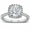 Top 10 🔔 Pompeii3 2 1/2CT Diamond Cushion Halo Engagement Ring 14k White Gold for 👩 women 🔔