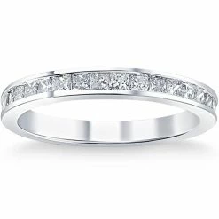 New โจ Pompeii3 1/2ct Diamond Princess Cut Channel Set Wedding Ring 10k White Gold for ๐ฉ women ๐งจ