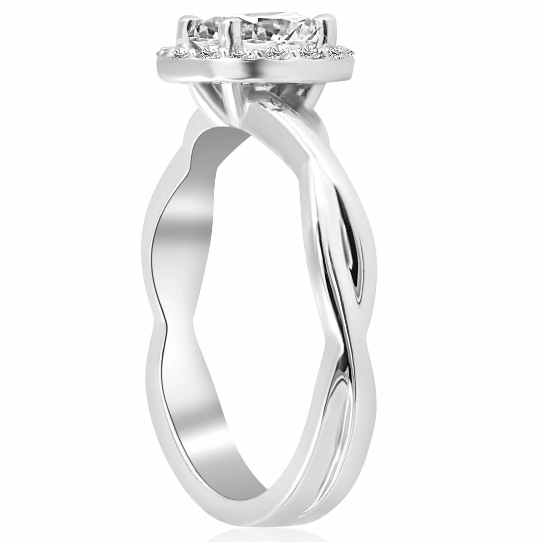 Promo ๐ฏ Pompeii3 1 1/6 ct Diamond Halo Intertwined Engagement Ring 14k White Gold for ๐ฉ women ๐ - Image 3