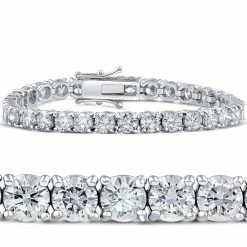 Deals 😍 Pompeii3 13 1/2Ct TW Round Diamond 7" Tennis Bracelet 18k White Gold Lab Grown for 👩 women ⭐