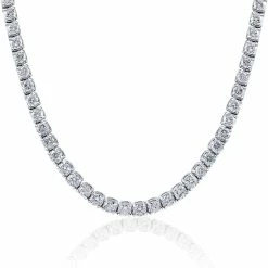 Hot Sale 🥰 Pompeii3 33 Ct Round-Cut Diamond Tennis Necklace 14K White Gold 18" for 👩 women 💯