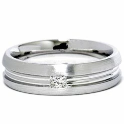 Cheap ❤️ Pompeii3 Men's 14K White Gold Princess Diamond Wedding Band Ring 🔔