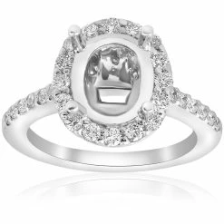 Best deal ❤️ Pompeii3 3/4ct Oval Diamond Vintage Engagement Ring Setting Semi Mount 14K White Gold for 👩 women ✨