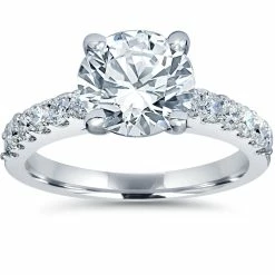 Wholesale 🎁 Pompeii3 2 ct TDW Diamond Engagement Ring Solitaire With Accents 14K White Gold for 👩 women 🎉