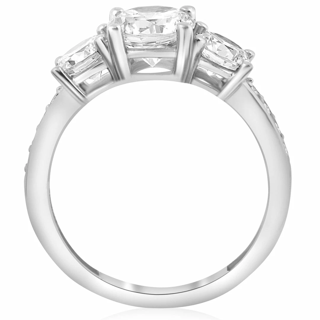 Best deal 🌟 Pompeii3 2 Ct TWD Three Stone Diamond Engagement Ring 14k White Gold Anniversary Band for 👩 women 🛒 - Image 2