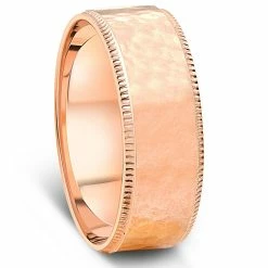 New 🤩 Pompeii3 🔨 Hammered 14K Rose Gold 7mm Wedding Mens Band 👏