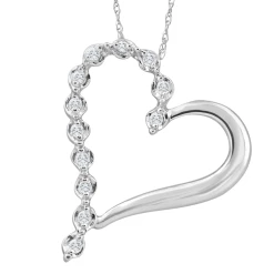 Wholesale ⌛ Pompeii3 10K White Gold 1" Tall Diamond Heart Pendant 👩 Women's Necklace ✔️