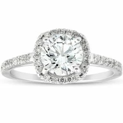 Top 10 ๐ Pompeii3 1 3/4Ct Moissanite Lab Grown Diamond Cushion Halo Engagemeng Ring 14k White Gold for ๐ฉ women ๐ฅ