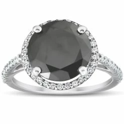 Best deal 😀 Pompeii3 3 1/3 Ct Black Diamond Halo Engagement Ring 14k White Gold for 👩 women ✨